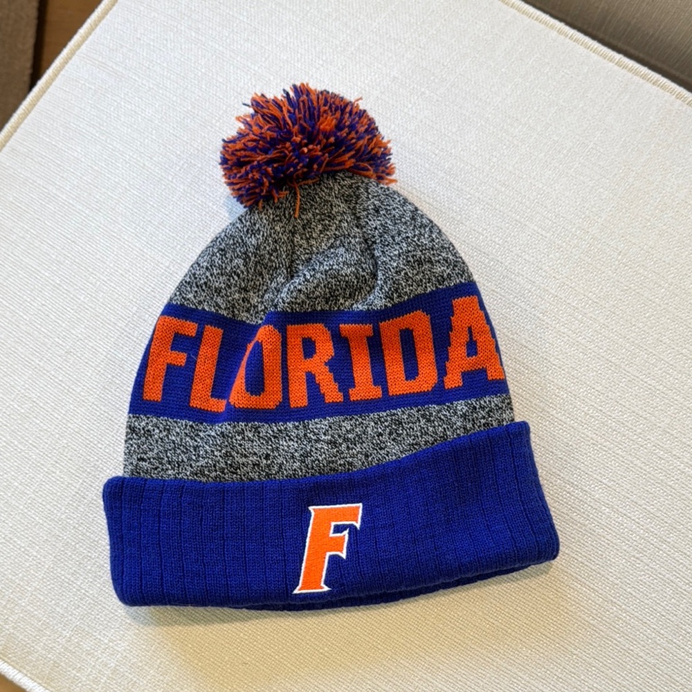 Top of the World Florida Pom Beanie - Blue, Orange & Gray